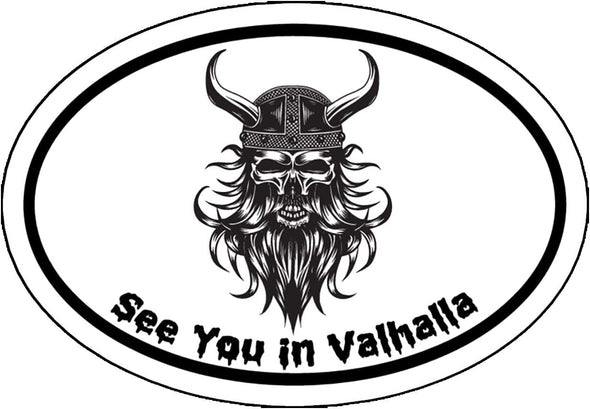 Oval See You in Valhalla Magnet - Viking Magnetic Car Decal