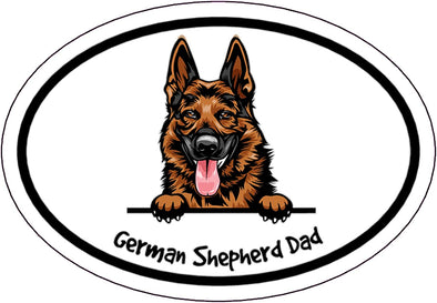 Oval Brown German Shepherd Dad Magnet - Dog Breed Magnetic Car Decal