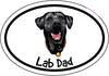 Oval Smiling Black Lab Dad Magnet - Dog Breed Magnetic Car Decal