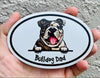 Oval Bulldog Dad Magnet - Dog Breed Magnetic Car Decal
