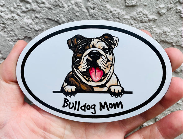 Oval Bulldog Mom Magnet - Dog Breed Magnetic Car Decal
