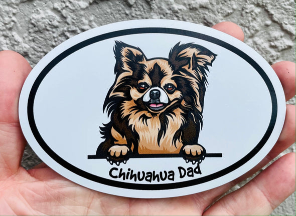 Oval Chihuahua Dad Magnet - Dog Breed Magnetic Car Decal