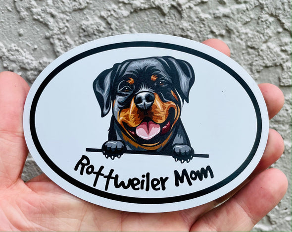 Oval Rottweiler Mom Magnet - Dog Breed Magnetic Car Decal