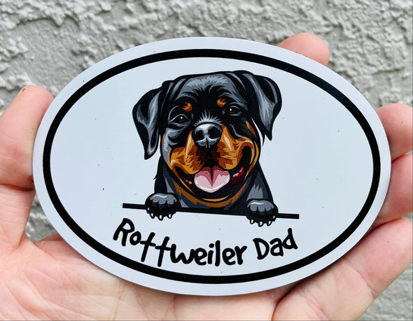 Oval Rottweiler Dad Magnet - Dog Breed Magnetic Car Decal