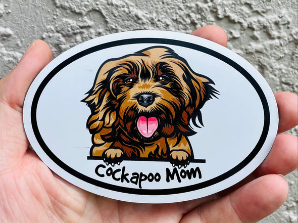 Oval Cockapoo Mom Magnet - Dog Breed Magnetic Car Decal
