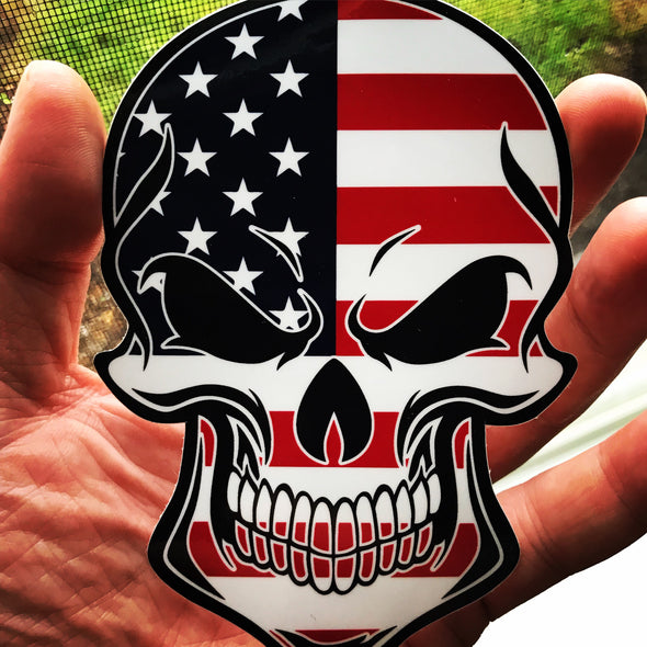Die Cut American Flag Skull Vinyl Decal-WickedGoodz