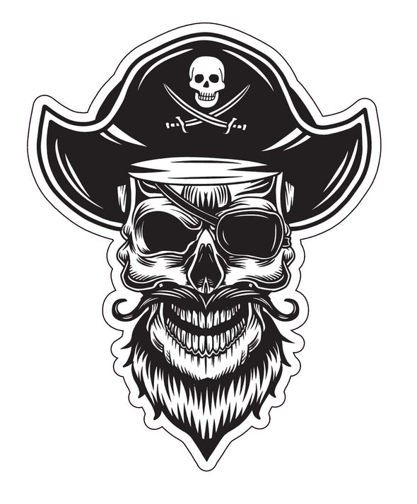 Pirate Skull Vinyl Decal Jolly Roger Bumper Sticker-WickedGoodz