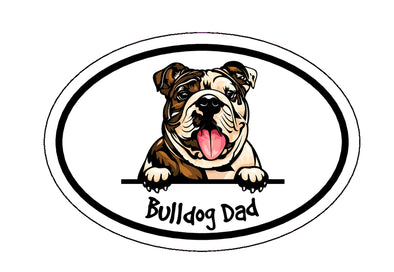 Oval Bulldog Dad Magnet - Dog Breed Magnetic Car Decal