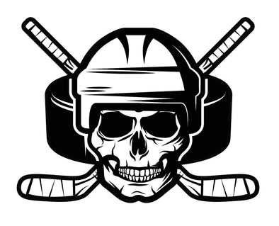 Ice Hockey Skull Vinyl Decal Hockey Bumper Sticker-WickedGoodz