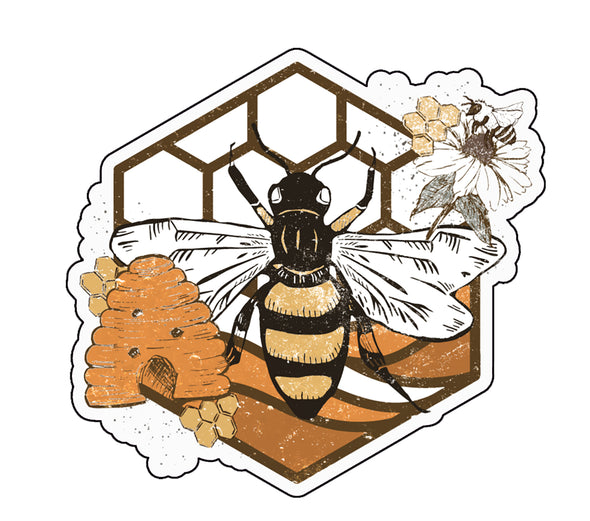 Retro Honey Bee Vinyl Decal