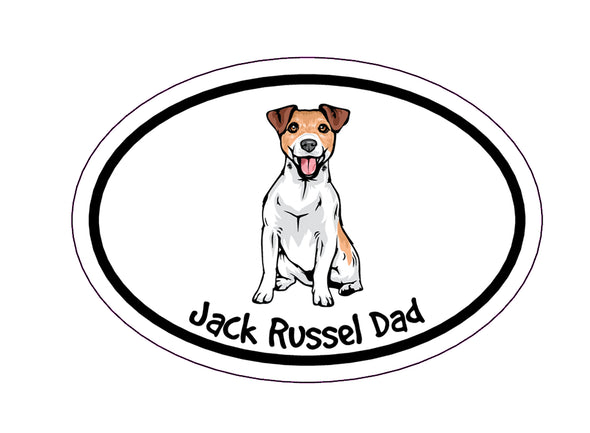 Oval Jack Russel Dad Magnet - Dog Breed Magnetic Car Decal