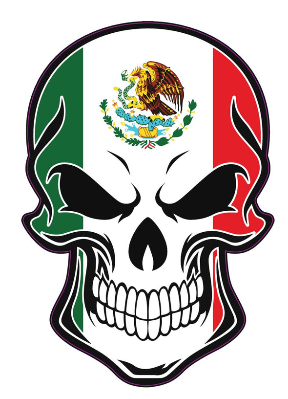 Mexico Flag Skull Vinyl Decal-WickedGoodz
