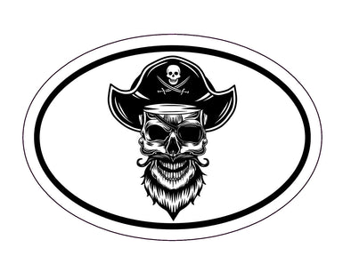 Oval Pirate Skull Vinyl Decal Jolly Roger Bumper Sticker-WickedGoodz