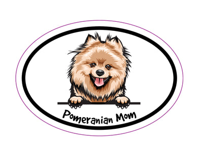 Oval Pomeranian Mom Magnet - Dog Breed Magnetic Car Decal