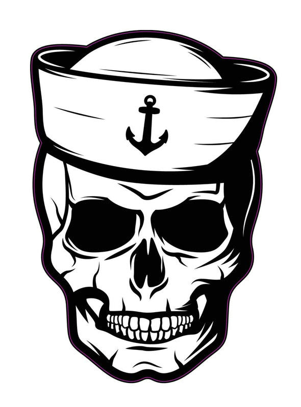 Navy Sailor Skull Vinyl Decal Naval Bumper Sticker-WickedGoodz