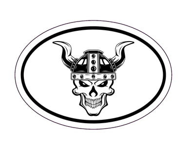 Oval Horned Viking Skull Sticker-WickedGoodz