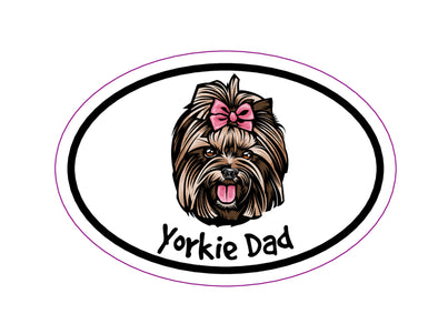 Oval Yorkie Dad Magnet - Dog Breed Magnetic Car Decal